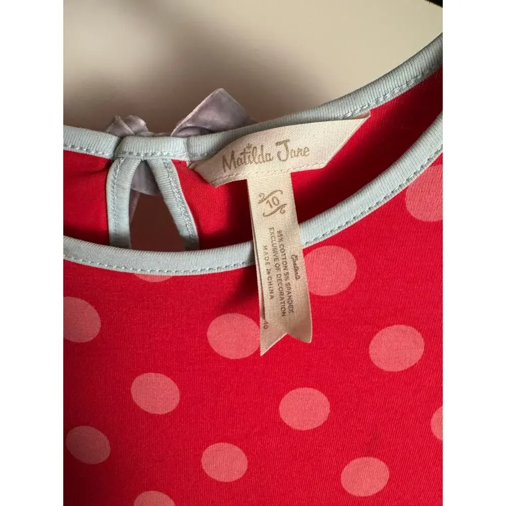 Size 10 Matilda Jane Polka Dot Dress With Crushed Velvet Trim